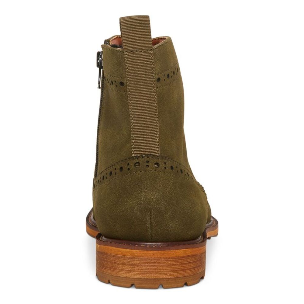 MADDEN Mens Olive Green Brogue Front Heel Pull-Tab Remppr Wingtip Boots Shoes 10 - Picture 3 of 4